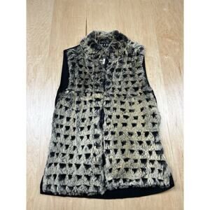 Cabo Gray Rabbit Fur Sleeveless Mid-Length Casual Full Zip Womens Vest Size M